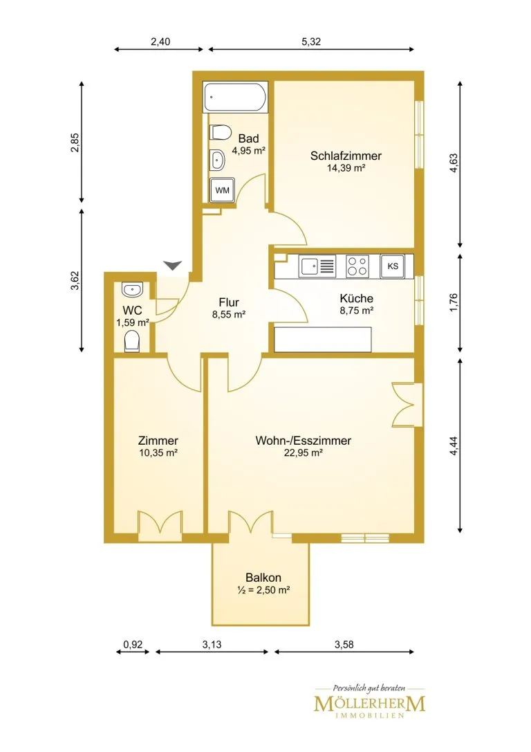 Moellerherm Immobilien - Immobilienangebot - Lübeck - Alle - Gemütliche 3-Zimmer-Wohnung mit Balkon in ruhiger Lage von Lübeck-Marli