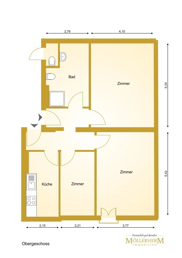 Moellerherm Immobilien - Immobilienangebot - Berlin / Tegel - Alle - 3-Zimmer-Altbauwohnung mit Entwicklungspotenzial und möglicher Aufteilung in zwei Einheiten