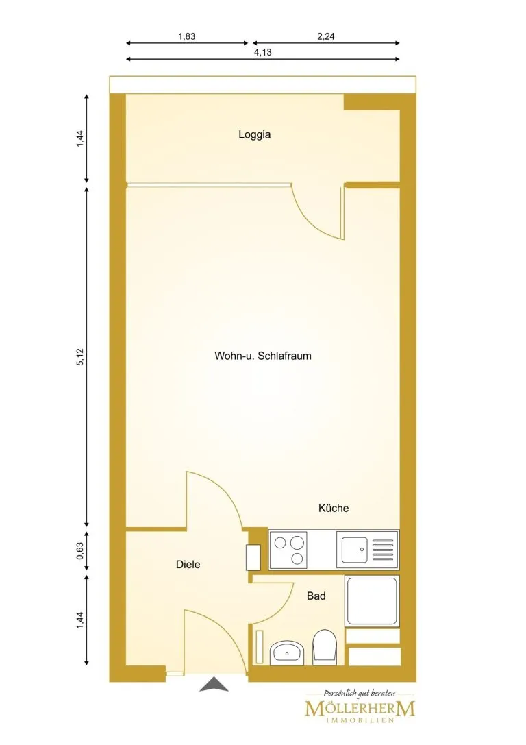 Moellerherm Immobilien - Immobilienangebot - Scharbeutz - Alle - Der Ostsee so nahe - Helle 1-Zimmer-Wohnung mit Außenstellplatz
